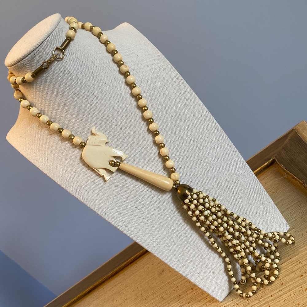 Vintage Bone Ivory Elephant Necklace